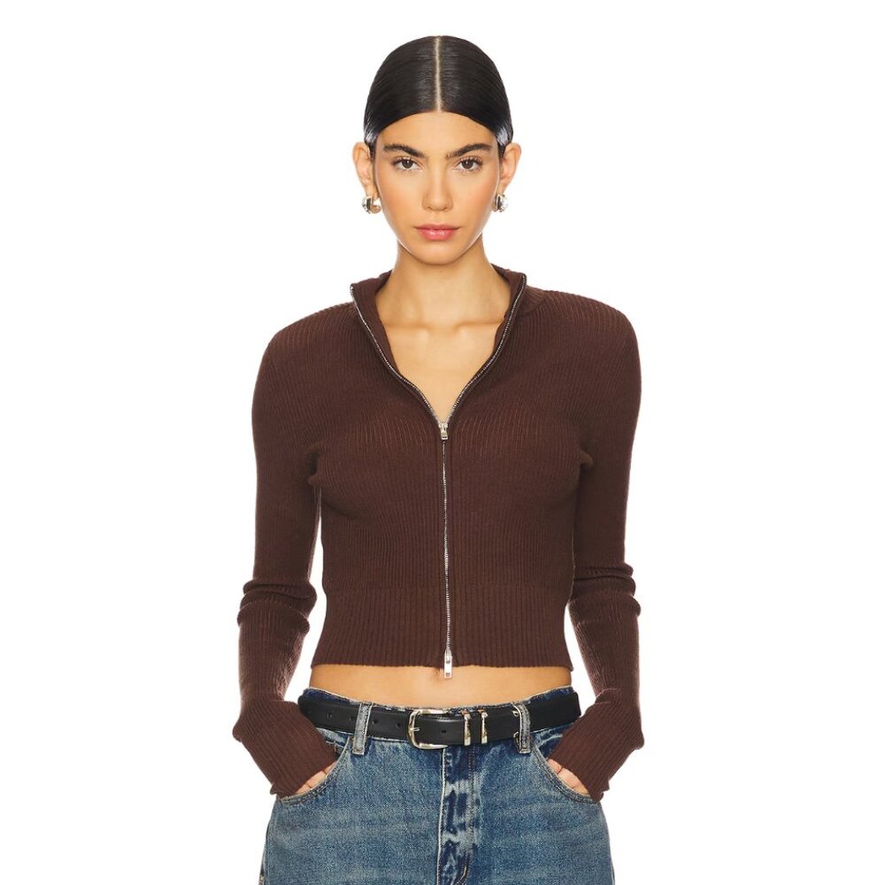 Roxana Zip Sweater, Lovers and Friends, XS, Brown